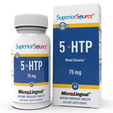 Superior Source 5-HTP tablettes microlinguales dissolution rapide pour absorption efficace.