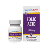 Superior Source Acide Folique 1200 mcg: comprimés sublinguaux se dissolvant facilement pour l'énergie.