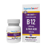 Superior Source B12 cyanocobalamine, tablettes sous-langue pour énergie rapide