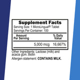 Biotine Superior Source 5000mcg, tablettes sublinguales fondent rapidement sous la langue.