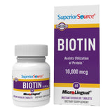 Biotine Superior Source 10000mcg, tablettes sublinguales, absorption rapide et pratique