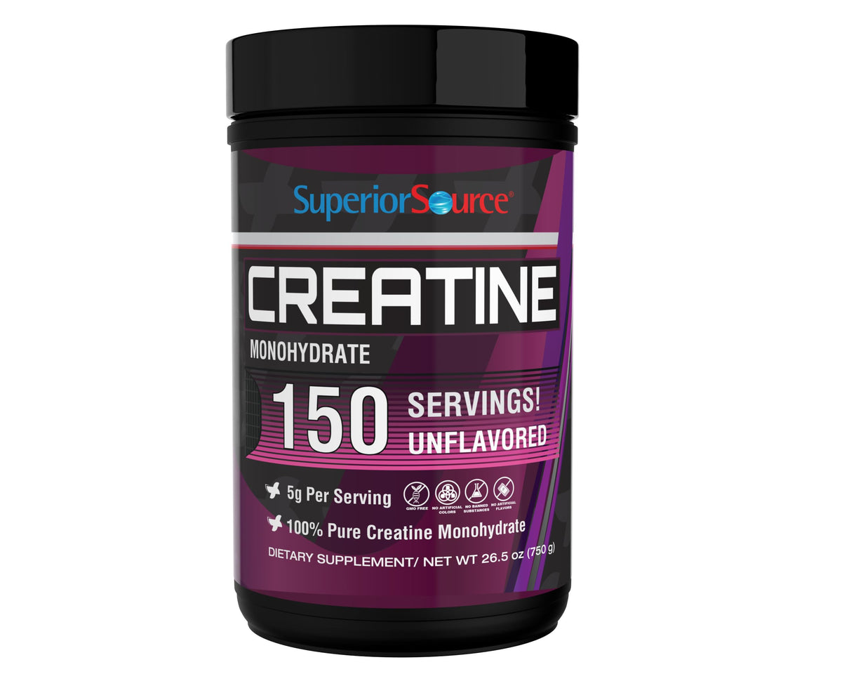 Superior Source Creatine Monohydrate boîte-poudre-5g, mélange facile dans une boisson sans altérer le goût