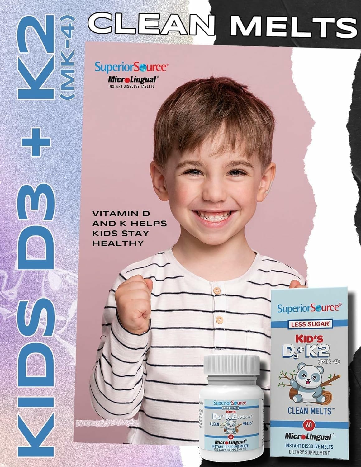 Sans conservateurs – Superior Source D3 et K2 pour enfants, sécurité et transparence