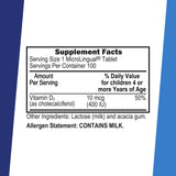 Tablettes microlinguales Superior Source D3 pour enfants, soutien quotidien des os et des dents.
