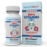 Superior Source Kid's Clean Melts en bouteille, dosage simple, soutien immunitaire quotidien.