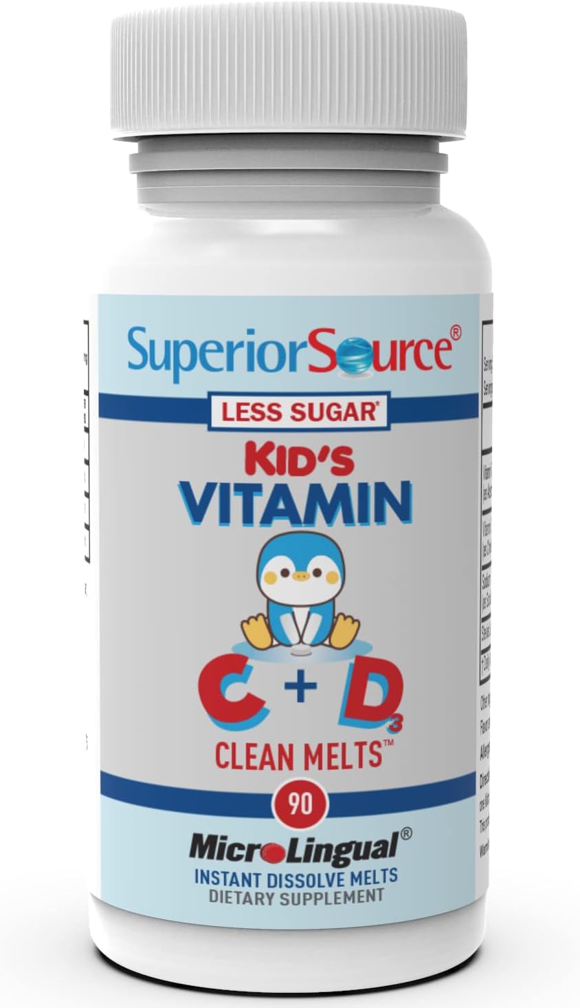 Superior Source Kid's Clean Melts sans sucre ajouté, idéal pour un apport quotidien.