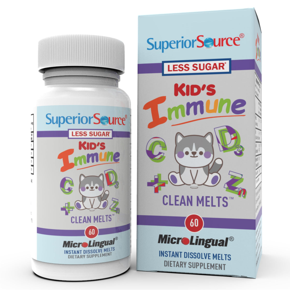 Superior Source Kid’s Immunity Clean Melts: emballage extérieur pour repérer facilement le produit