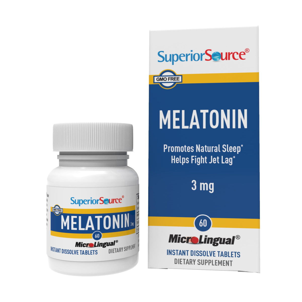 Superior Source Melatonine 3 mg – tablettes sublinguales dissolvantes pour sommeil rapide.