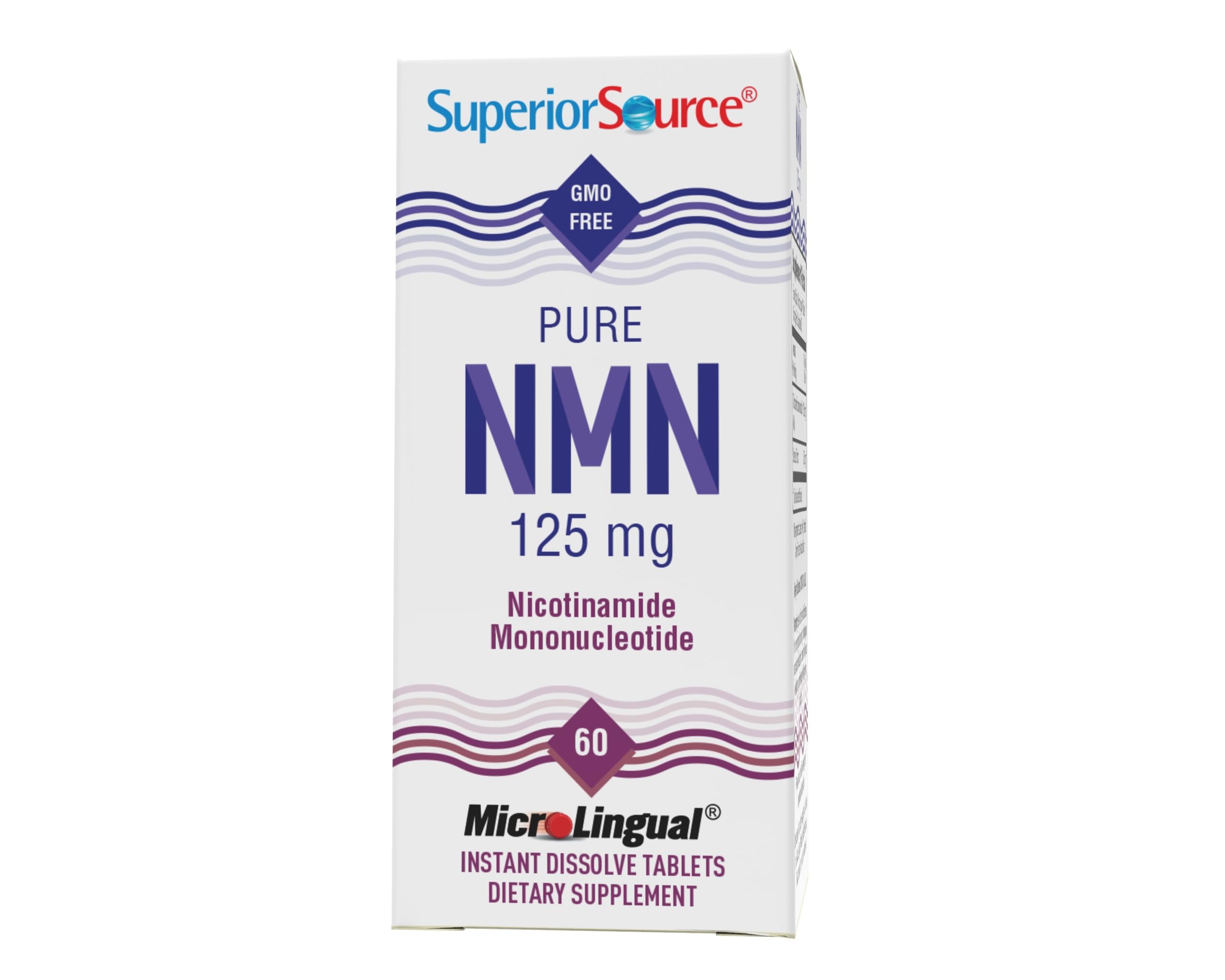 Ingrédients sans OGM sur les tablettes NMN Superior Source pour une option naturelle.