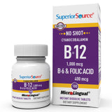 Superior Source No Shot B12, tablette sublinguale à dissolution rapide pour énergie potentielle.