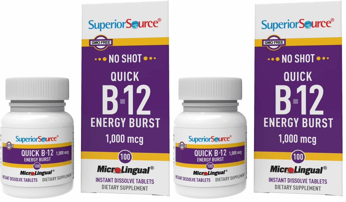 Superior Source NO Shot B-12, comprimés sous-langue, absorption rapide pour énergie.