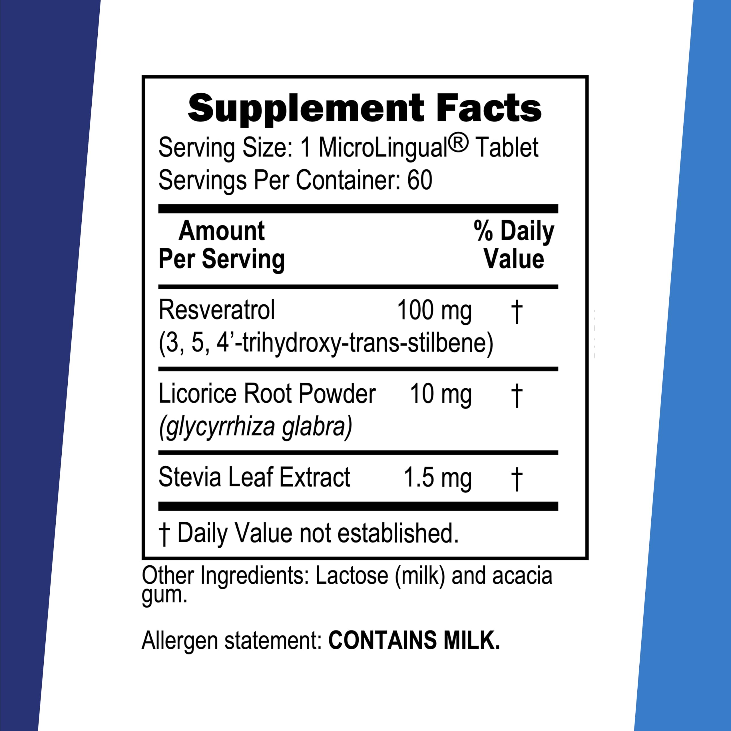 Resveratrol 100 mg face à l absorption rapide des tablettes microLingual