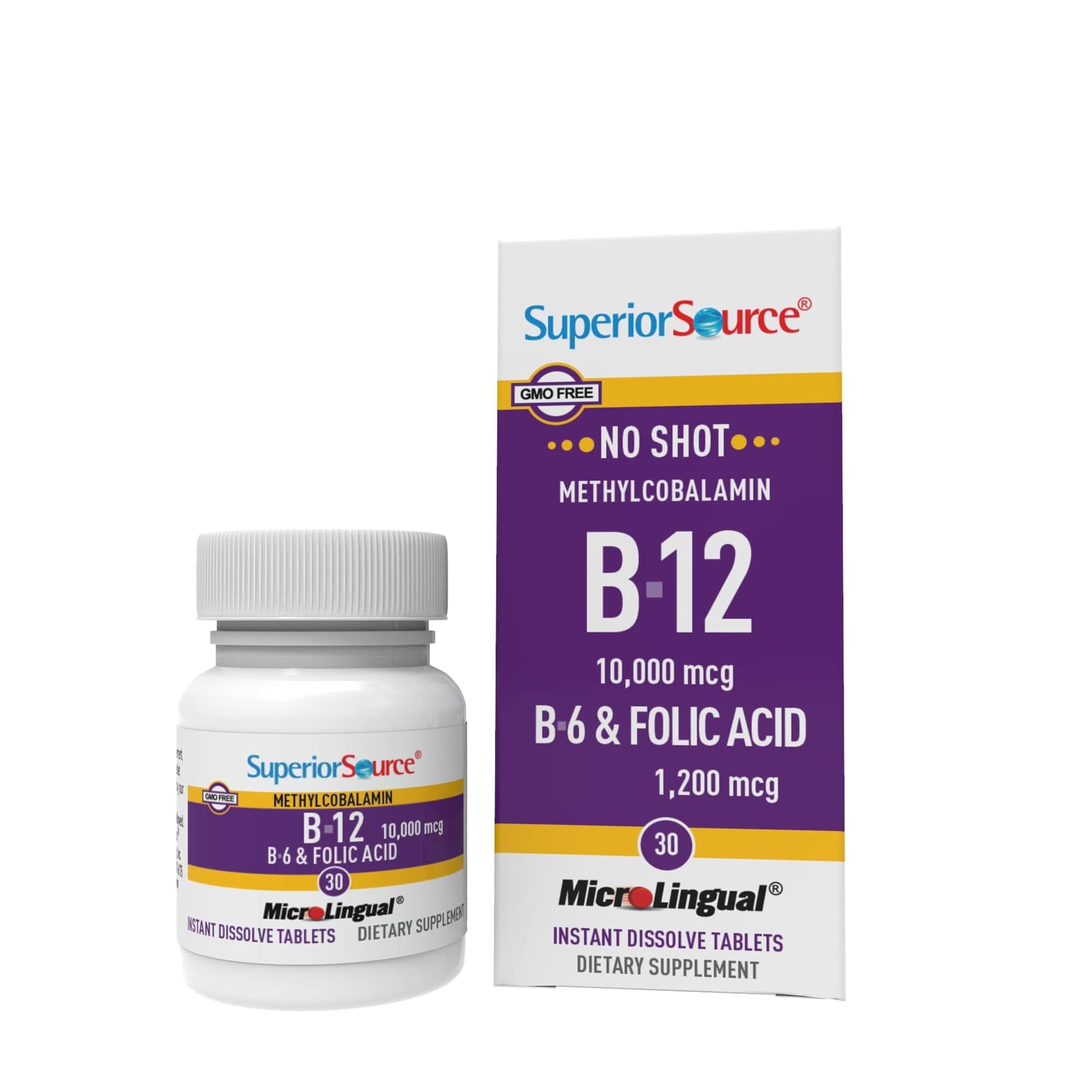 Superior Source tablettes-sublinguales B12 B6 Folic acide : absorption rapide et énergie potentielle.