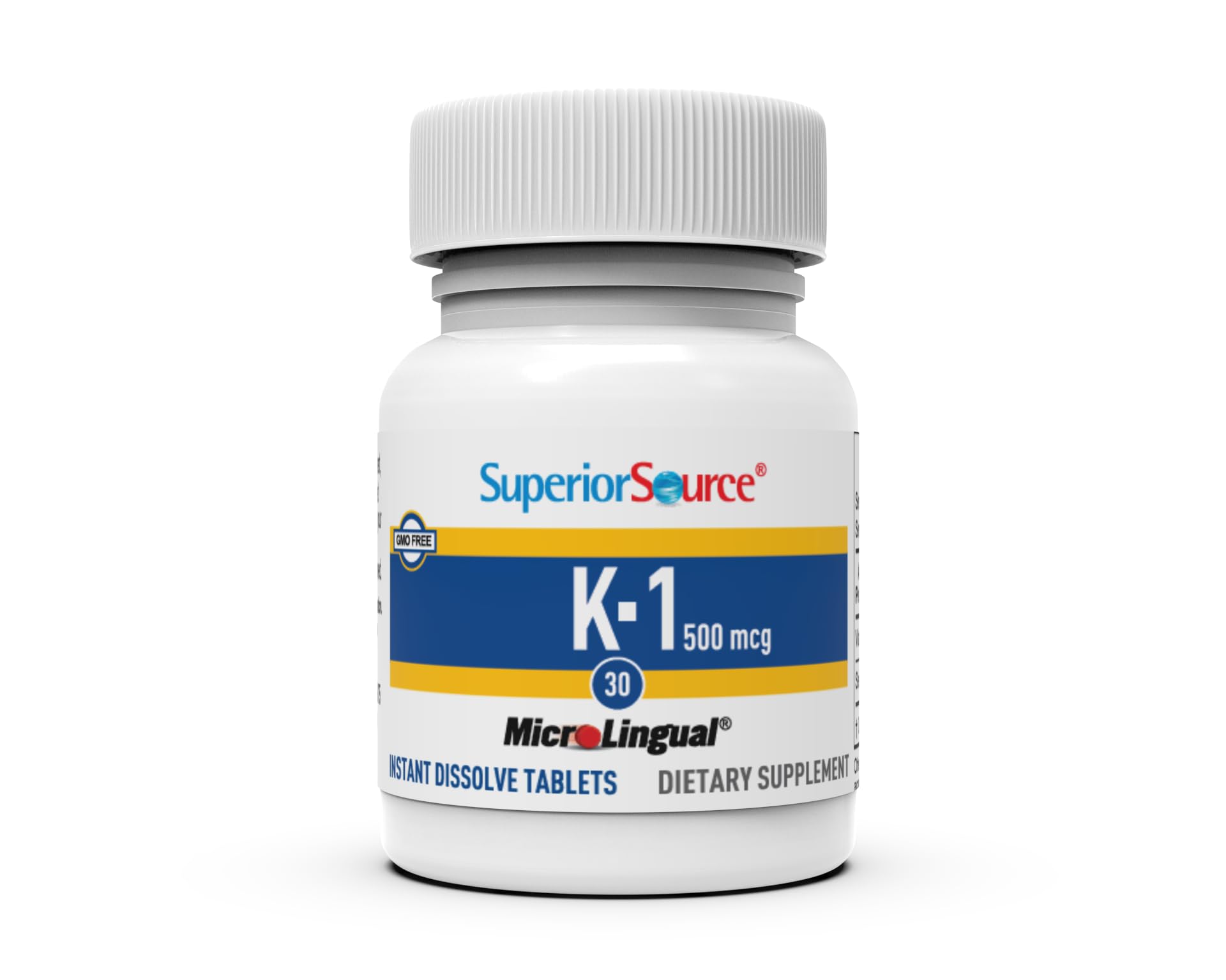 Tablette sous langue Superior Source K1 500 mcg en dissolution rapide.