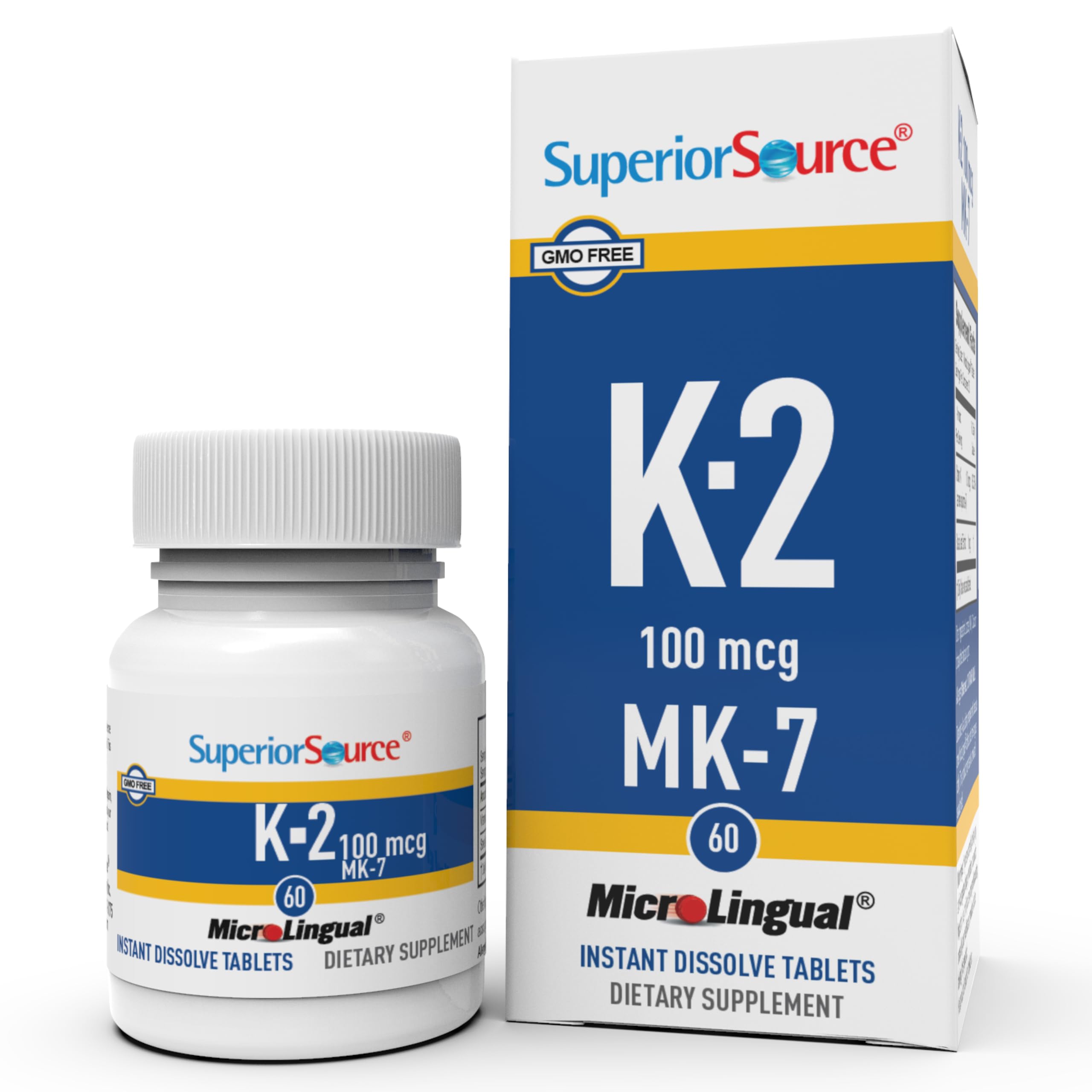 Superior Source K2 MK-7, tablette sublinguale, dissolution rapide facilitant l’utilisation quotidienne