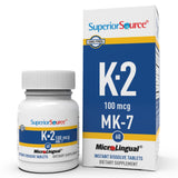 Superior Source K2 MK-7, tablette sublinguale, dissolution rapide facilitant l’utilisation quotidienne