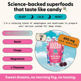 SuperMush bonbons sommeil – bouteille fermée et étiquetage clair des usages.