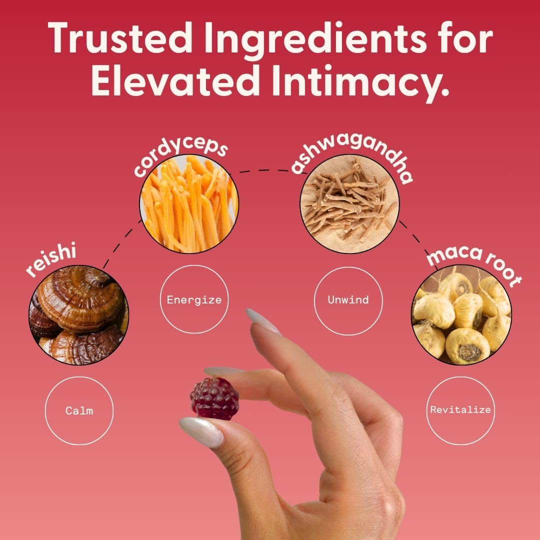 Gommes SuperMush maca-boost-vitalite: endurance quotidienne et sensation de bien-être.