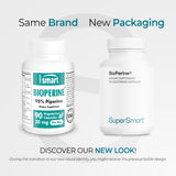 Supersmart Bioperine Poivre Noir 95 piperine capsules : favorisent potentiellement l'absorption des micronutriments.