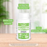 Supersmart Annatto Tocotriénols – Gelules molles, dosage quotidien recommandé pour la routine nutritionnelle.