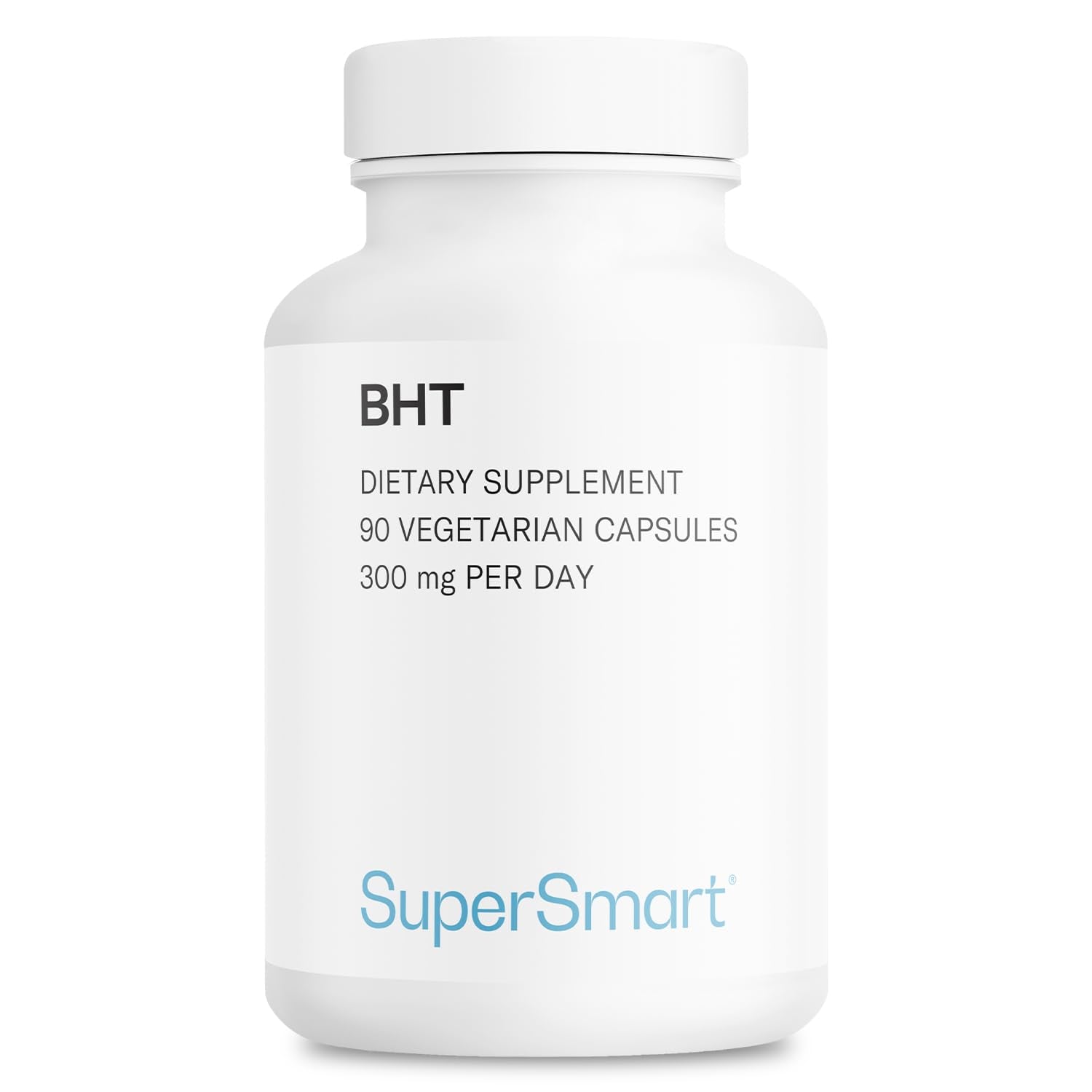 Capsules Supersmart BHT dans le flacon, complément quotidien possible.