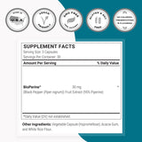 Supersmart Bioperine Poivre Noir 95 piperine capsules : adaptées sans OGM et sans gluten.