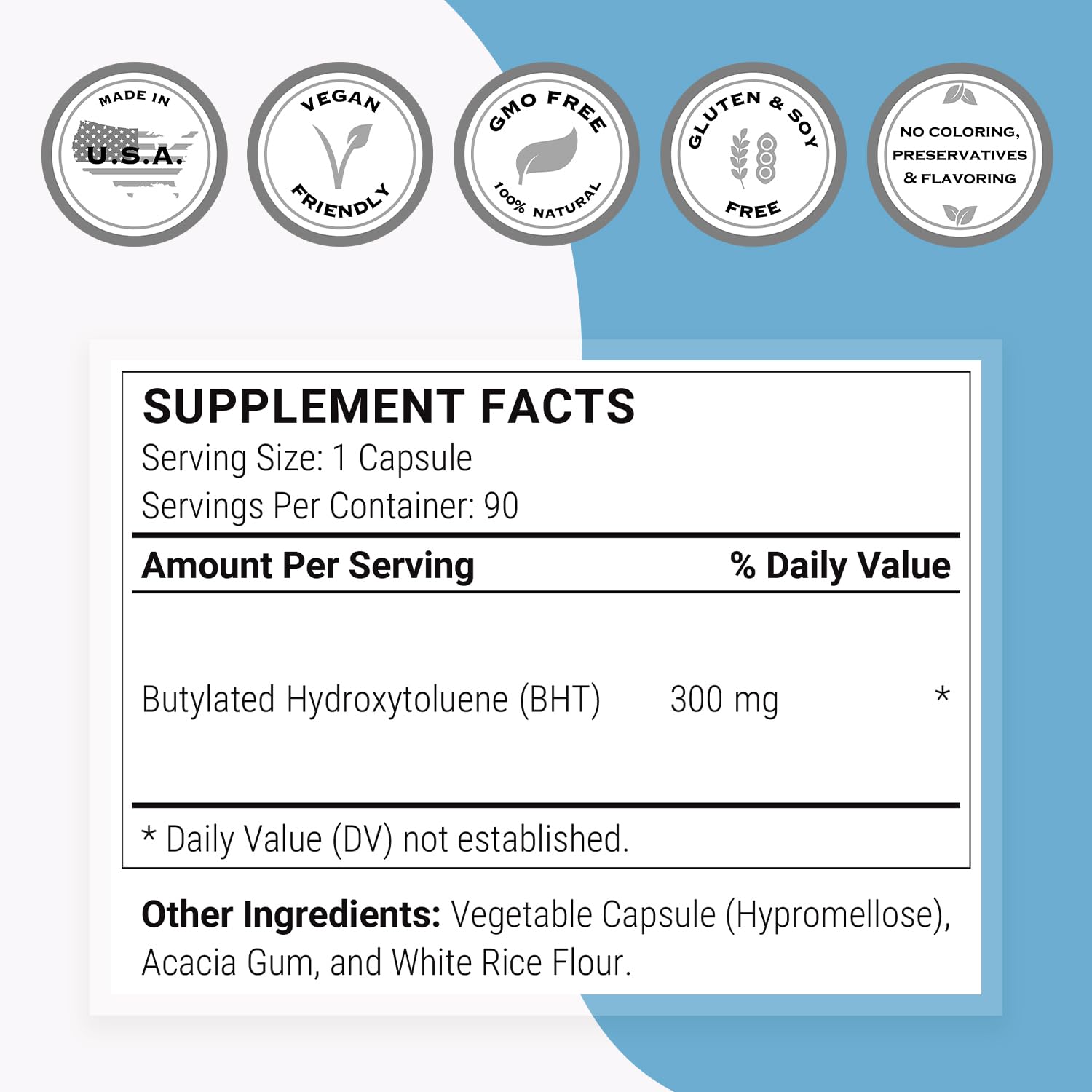 Ingrédients Hypromellose et riz, capsules végétariennes sans OGM.