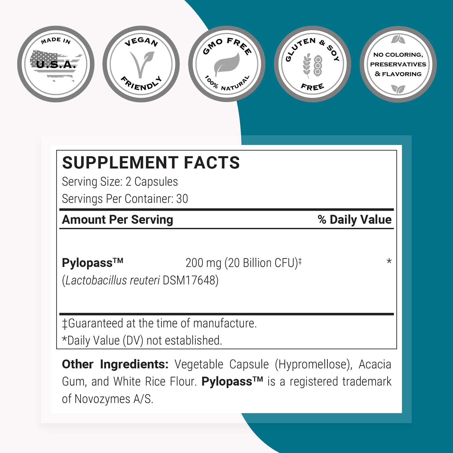Ingrédients Hypromellose et acacia, capsule végétale vegan.