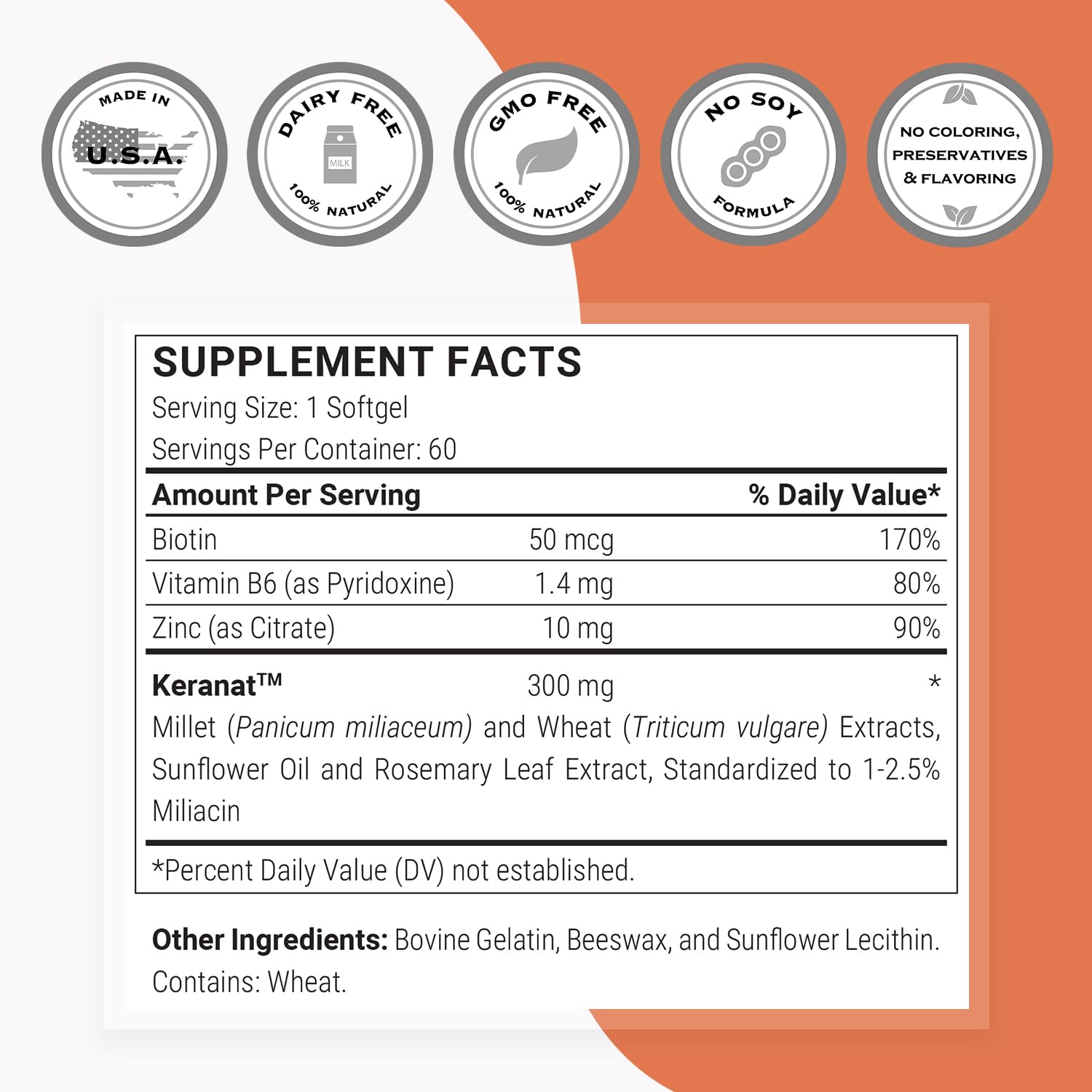 Zinc et biotine dans Keranat, synergie possible pour la santé des cheveux.