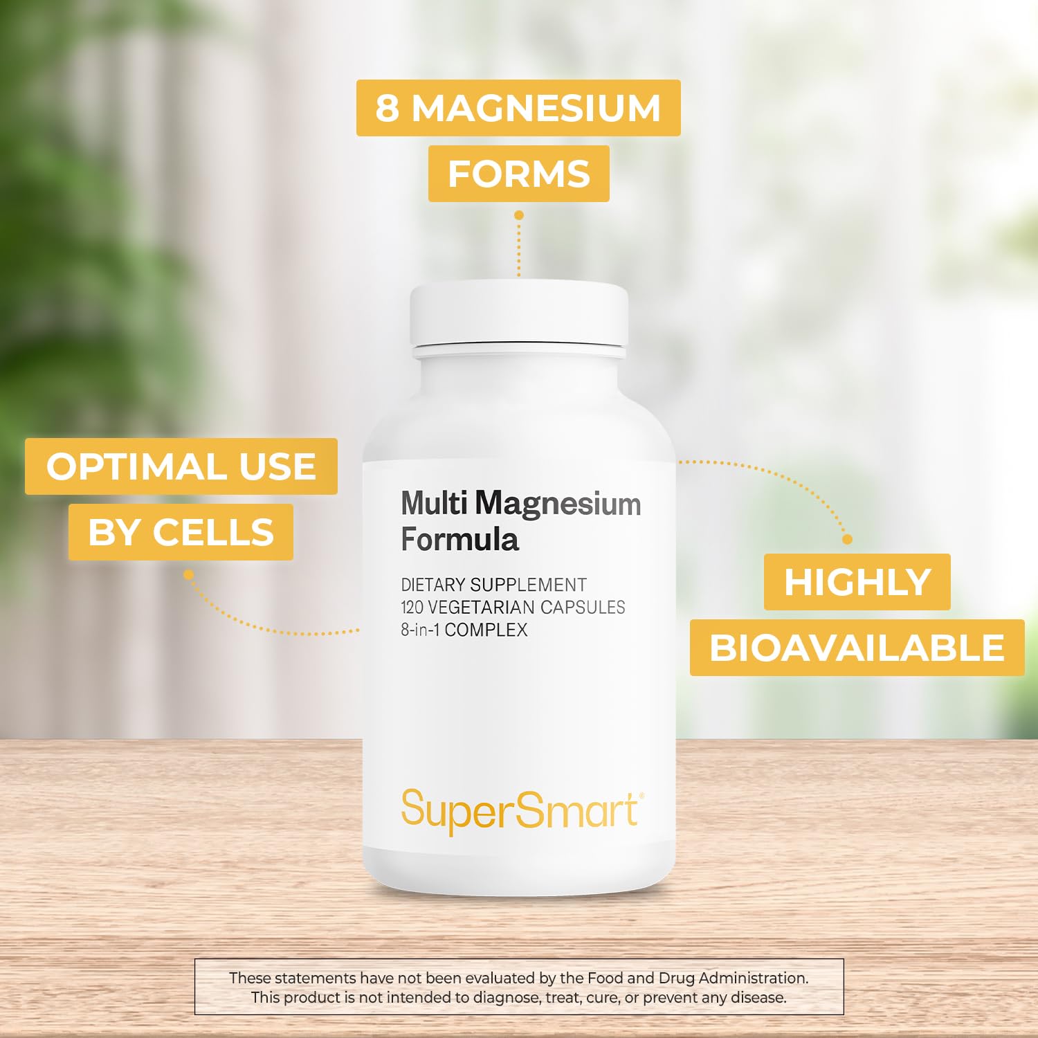Supersmart Magnesium Multi-Formes, versement de capsules, pratique pour doses quotidiennes.
