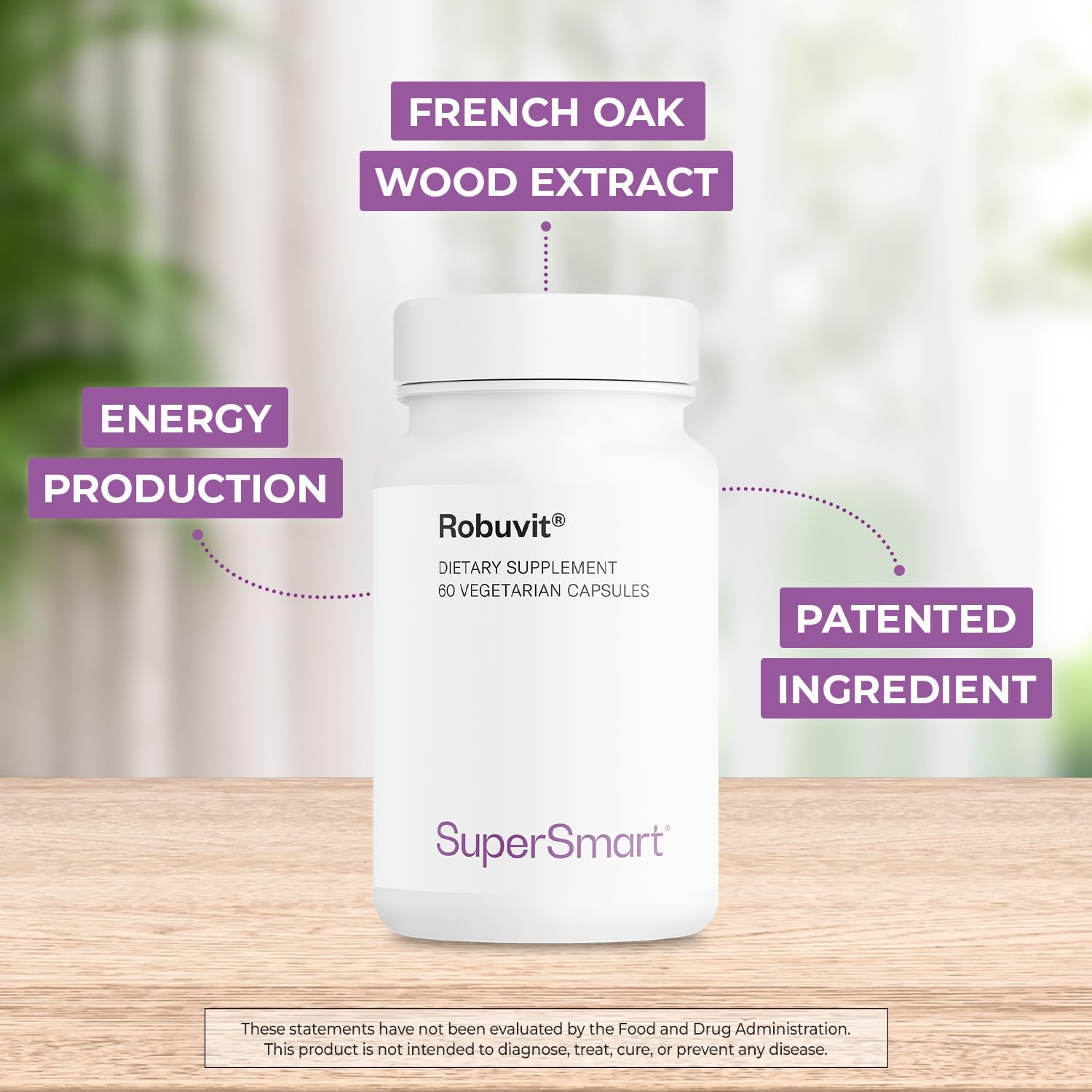 Supersmart Robuvit — étiquette lisible et extrait de bois de chêne français
