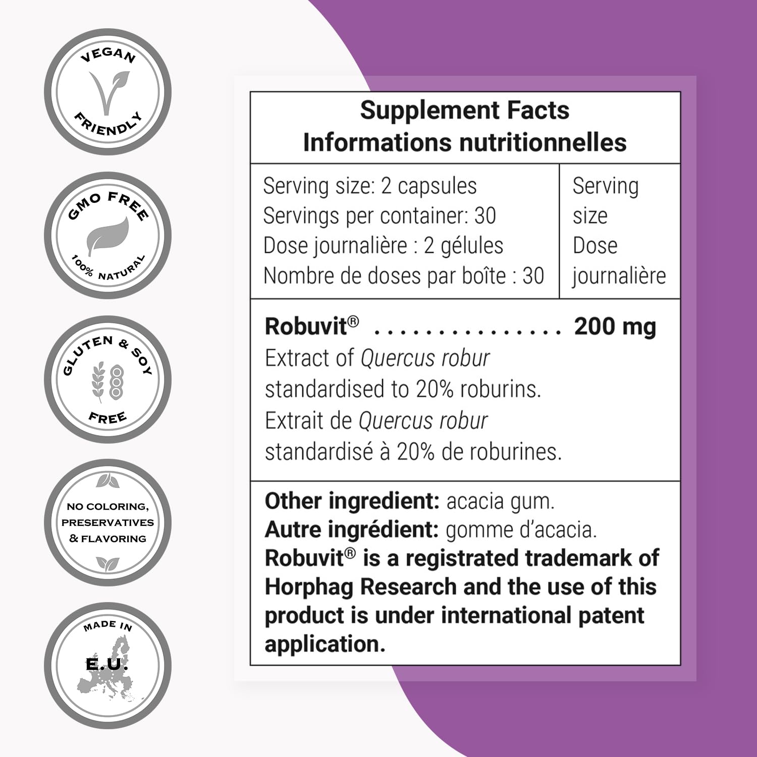 Supersmart Robuvit — liste d ingrédients, sans OGM ni gluten
