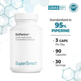 Capsules végétariennes Supersmart Bioperine Poivre Noir : compatibles avec un régime végétarien.