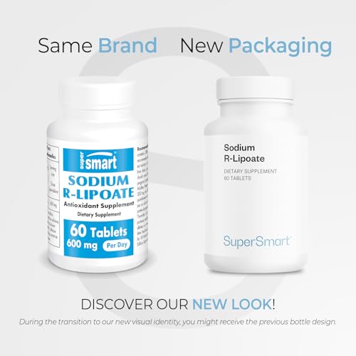 Boîte de Supersmart Sodium R-Lipoate, 60 comprimés pratique à emporter.