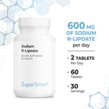 Capsule végétale Supersmart Sodium R-Lipoate, facile à avaler au quotidien.