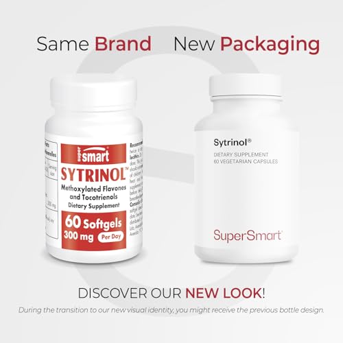 Étiquette de Sytrinol Supersmart affichant sans gluten et qualité.