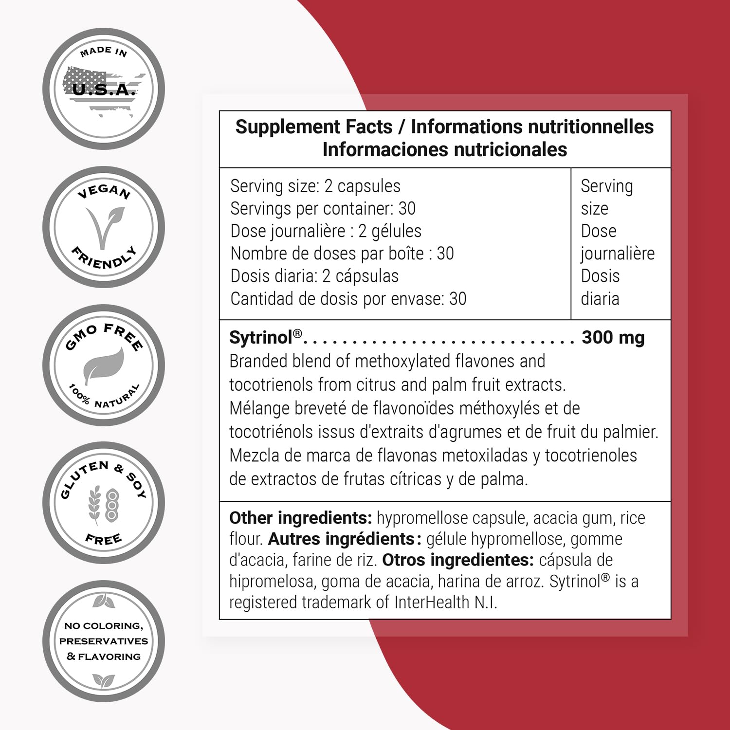 Sytrinol Supersmart tocotriénols palmier pour un soutien nutritionnel quotidien.