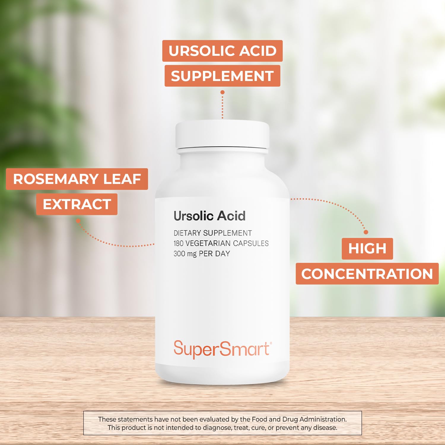 Supersmart Ursolic Acid – gelules vegetariennes, faciles à avaler et intégrables à votre routine bien-être