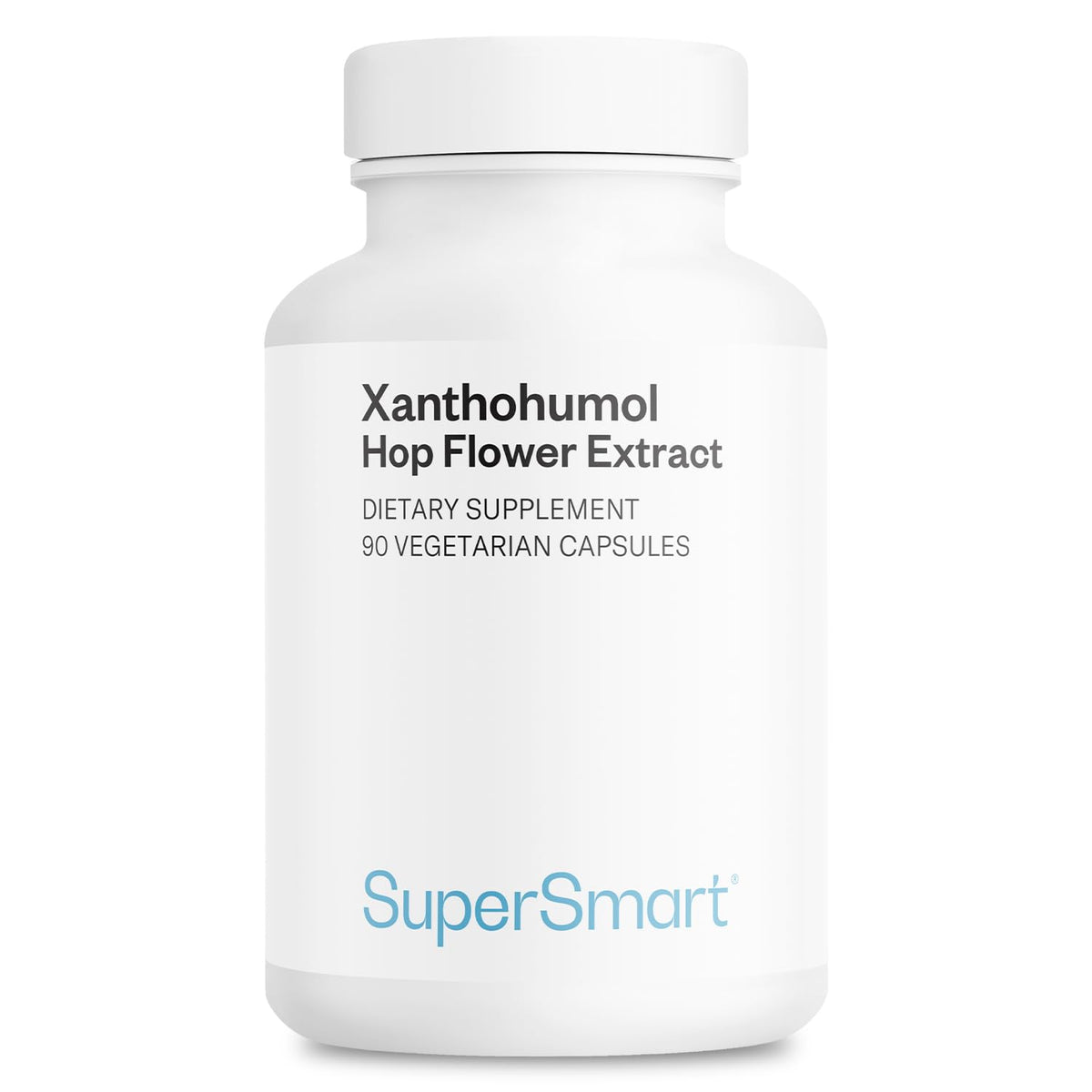 Supersmart Xanthohumol – bouteille de 90 gélules végétariennes, pratique et prête à l'emploi.