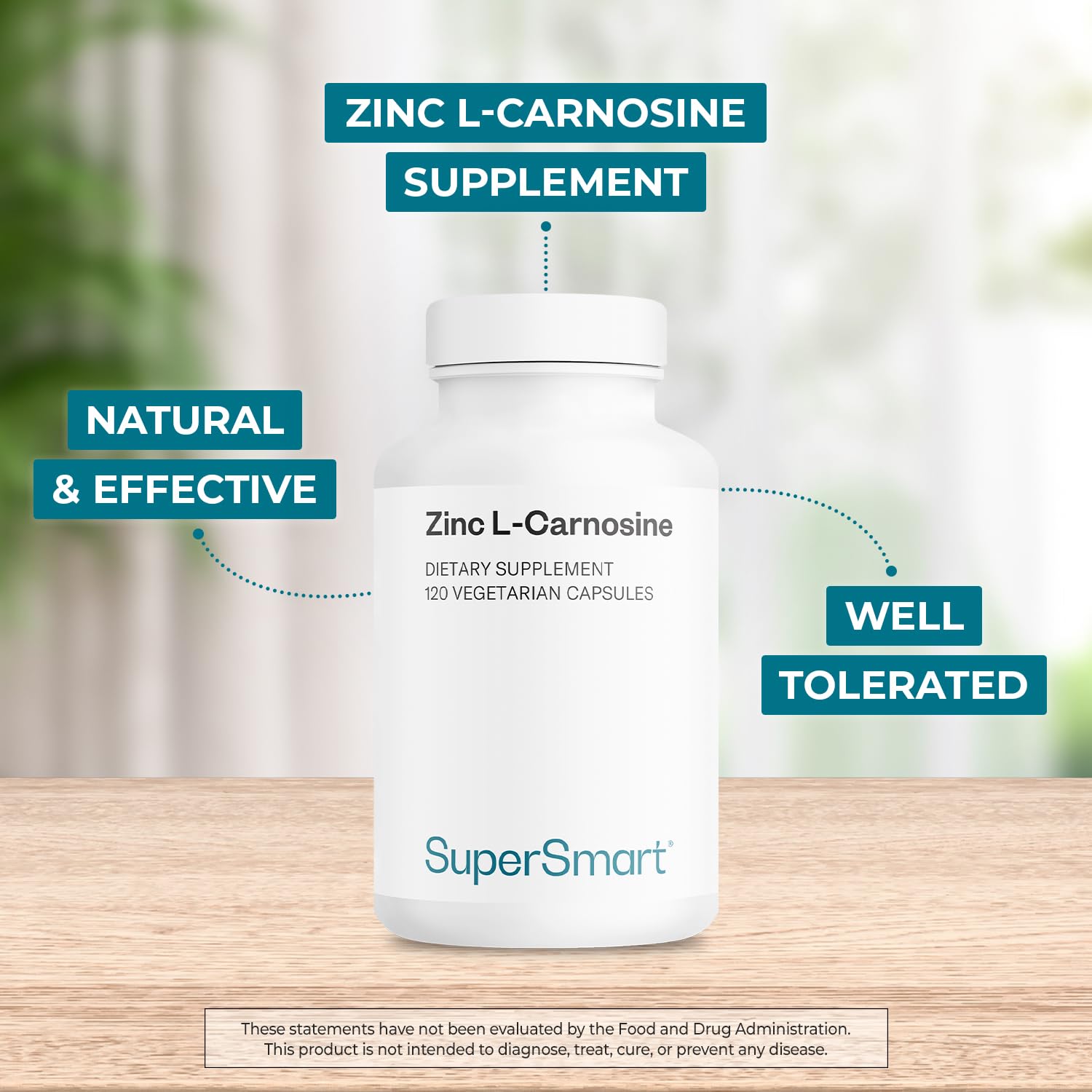 Supersmart Zinc L-Carnosine, bouteille ouverte — utilisation quotidienne possible pour le confort digestif