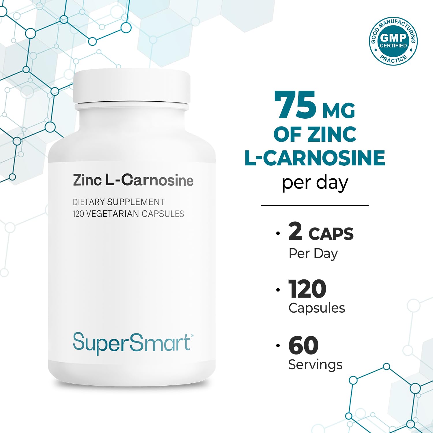 Supersmart Zinc L-Carnosine, liste d'ingrédients — adapté aux végétariens