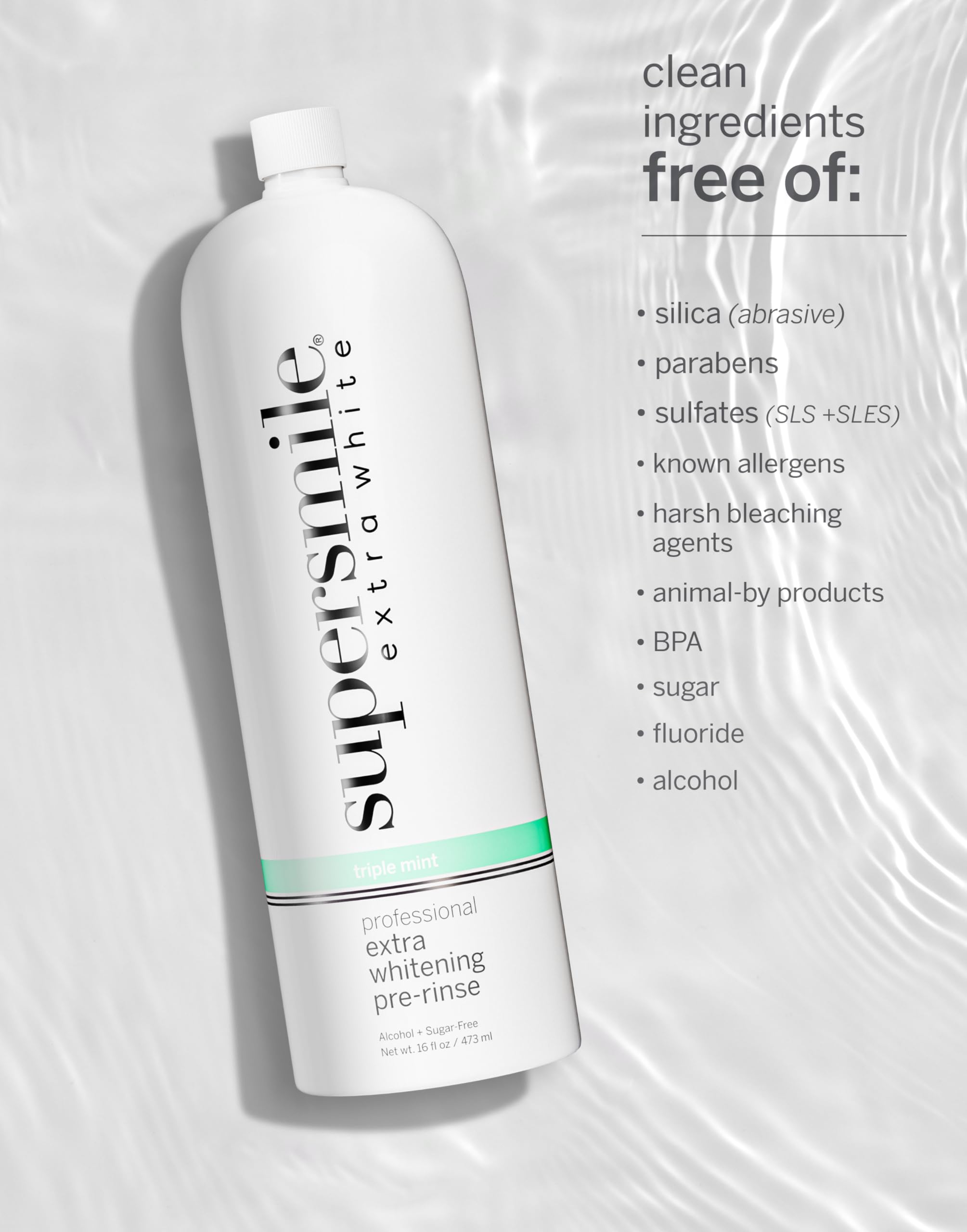 Supersmile pré-rinçage: ambiance salle de bain prête.
