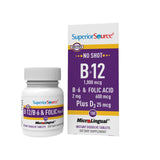Superior Source cyanocobalamine B12, tablette sublinguale pour énergie durable.