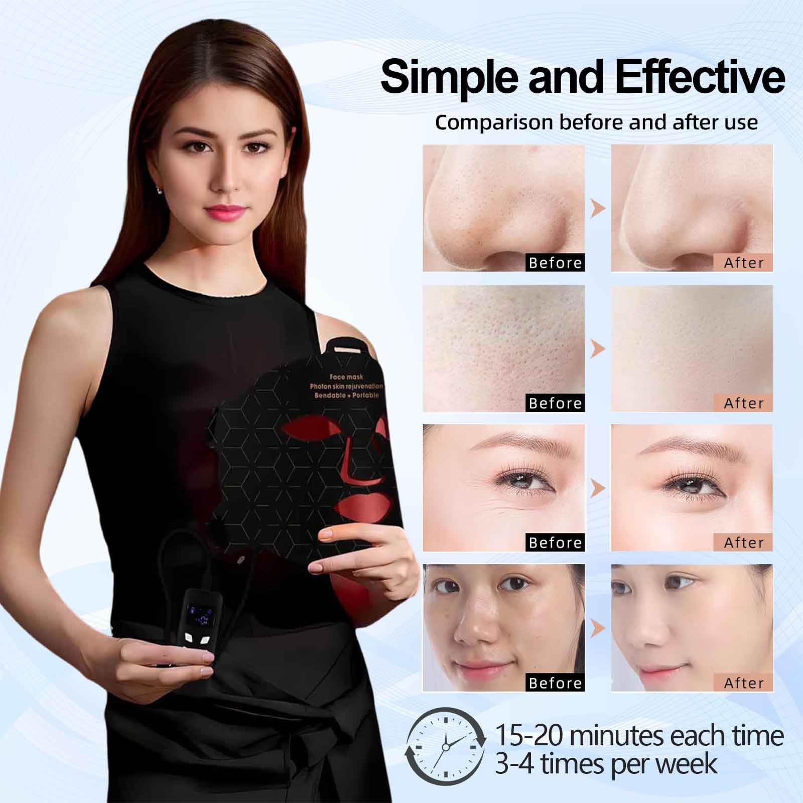 Masque LED Supersred – 240 diodes pour une couverture sur le visage.