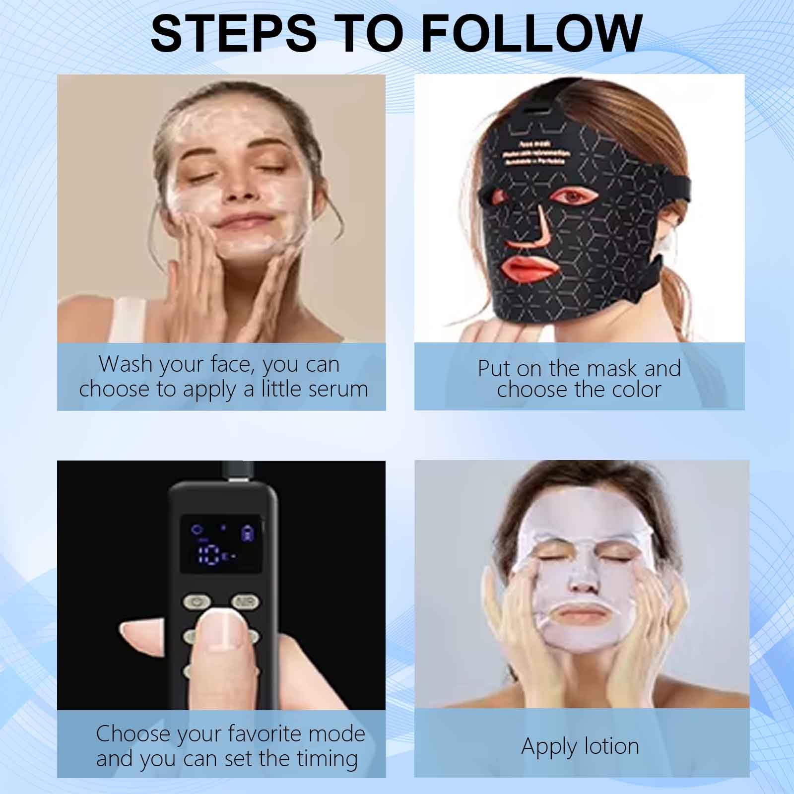 Masque LED Supersred – usage à domicile et séances de 20 minutes.