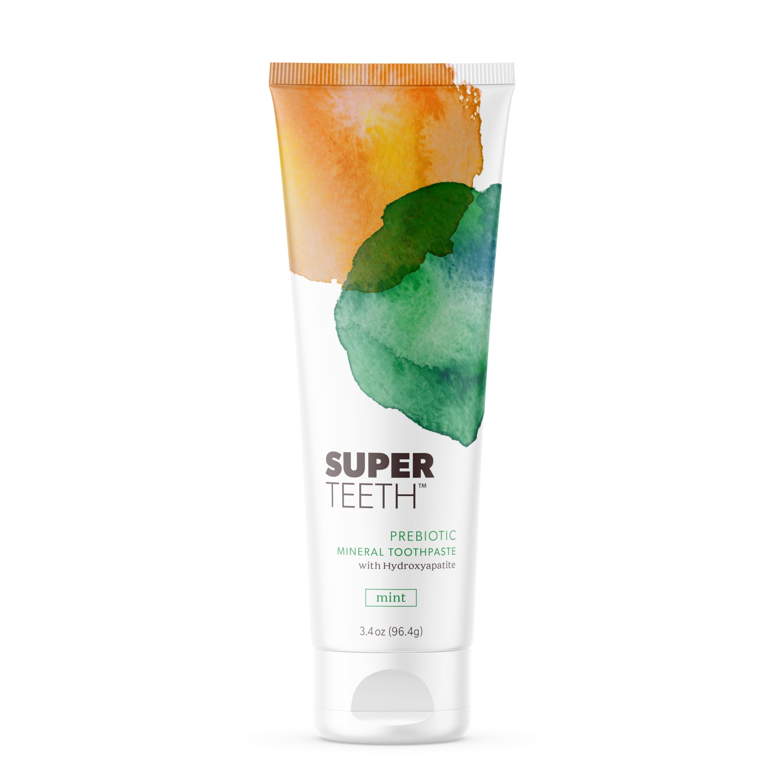Dentifrice SuperTeeth Hydroxyapatite dans son tube, reminéralisation douce et fraîcheur naturelle.