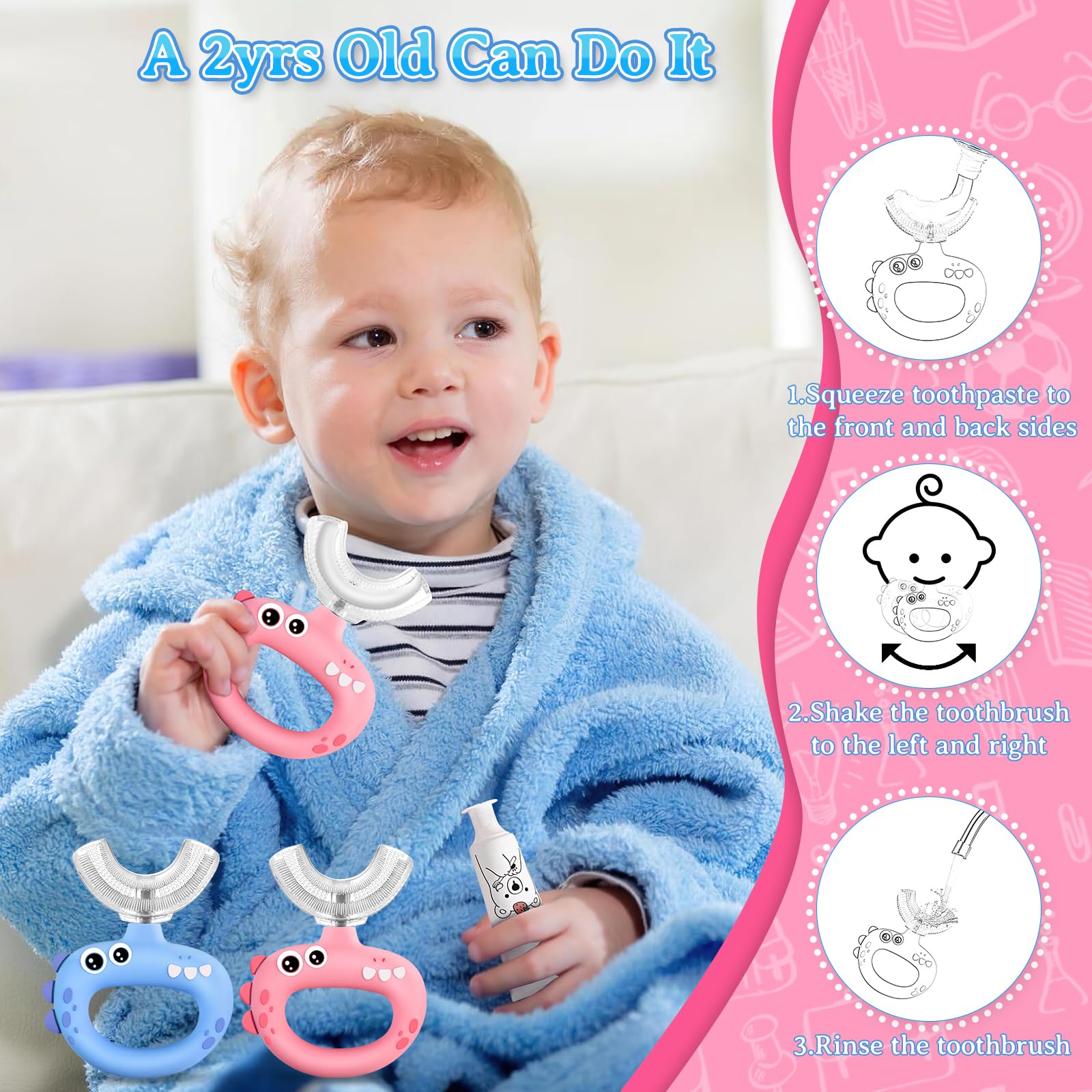 Design dinosaure de SUPERZZKKE attire les enfants au brossage.