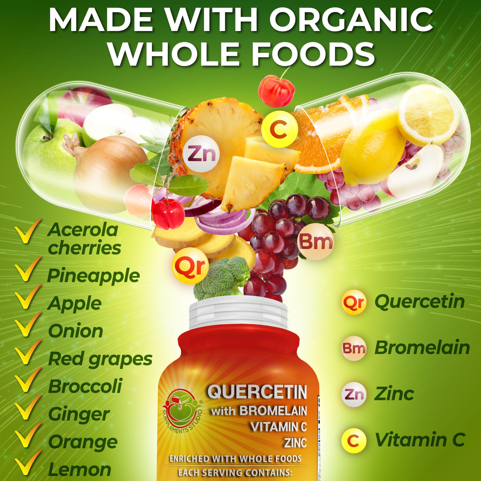 SUPPLEMENTS STUDIO Bromelaïne 200 mg en capsules, formulation d’ananas pour digestion
