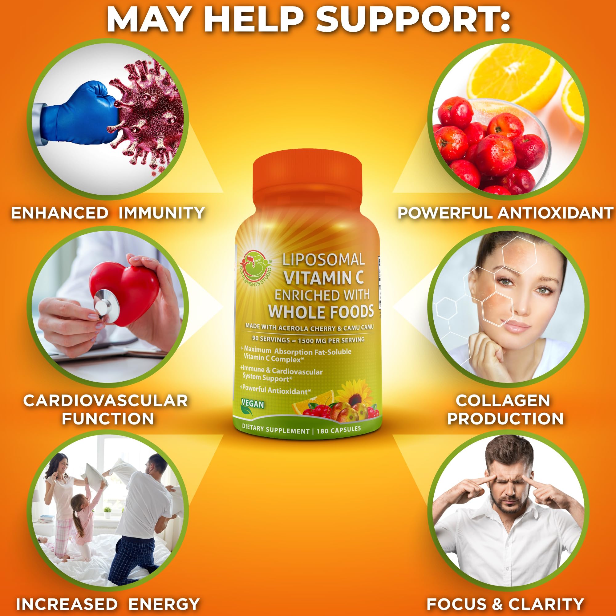 SUPPLEMENTS STUDIO Vitamine C liposomale biodisponibilite amelioree pour soutien quotidien