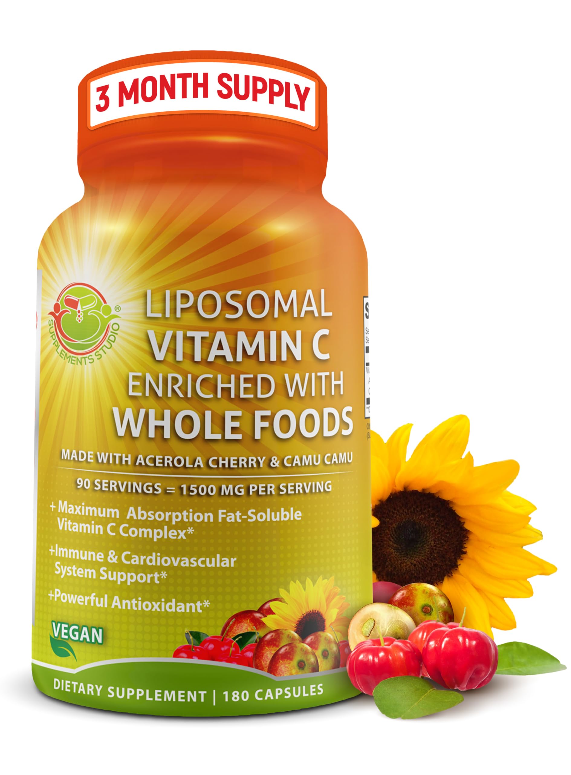 SUPPLEMENTS STUDIO Vitamine C liposomale, bouteille-dose pratique pour absorption optimisée au quotidien